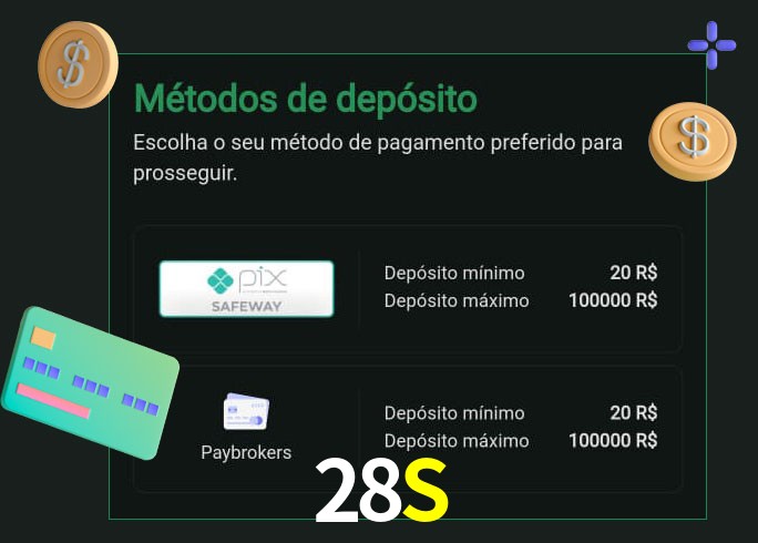 O cassino 28S oferece uma grande variedade de métodos de pagamento
